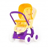 Коляска для кукол №2 прогулочная 4-х колёсная (желтая) (в пакете) арт.48158-2