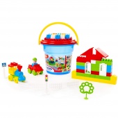 Конструктор "Строитель" (68 элем. в ведре "Макси" с крышкой) арт.37190