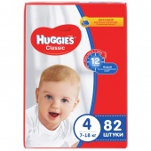 Подгузники Huggies Classic 4 (7-18кг) 82шт. арт. 5029053547299