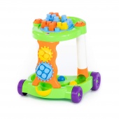 Каталка игровая с конструктором (13 элементов) в коробке (зелёная) арт. 58133