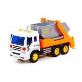 "Сити", автомобиль-контейнеровоз инерционный (со светом и звуком) (оранжевый) (в коробке) арт. 86228