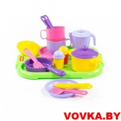 Набор детской посуды "Хозяюшка" с подносом на 2 персоны арт.4053