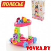 Каталка игровая с конструктором (13 элементов) в коробке (розовая) арт. 58140