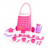 Забавная тележка + набор детской посуды (31 элем.) арт.44389