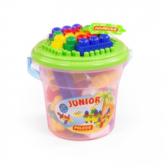 Конструктор "Юниор" (57 элементов) (в ведре "Макси" с крышкой) арт. 1853