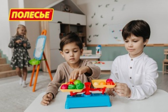 Игровой набор "Весы" + Набор продуктов (12 элементов) (в сеточке) арт. 53787