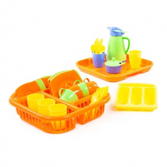 Набор детской посуды "Алиса" с сушилкой, подносом и лотком на 4 персоны арт.40718