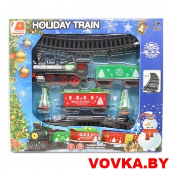 Железная дорога "Новогодний паровоз", свет/звук, арт.3018D