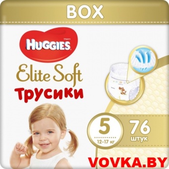 Трусики-подгузники Huggies Elite Soft 5 (12-17кг) 76 шт. арт. 5029053547114