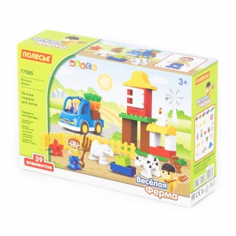 Конструктор "Макси" - "Весёлая ферма" (39 элементов) (в коробке) арт.77585 Полесье