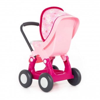 Коляска для кукол №2 прогулочная 4-х колёсная (розовая) (в пакете) арт.48158-1