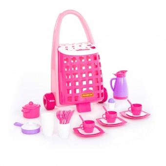 Забавная тележка + набор детской посуды (31 элем.) арт.44389