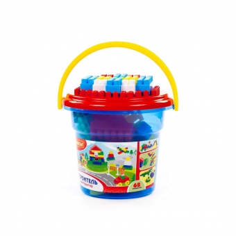 Конструктор "Строитель" (68 элем. в ведре "Макси" с крышкой) арт.37190