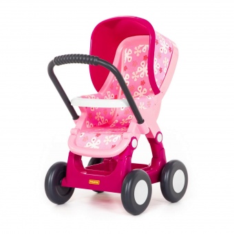 Коляска для кукол №2 прогулочная 4-х колёсная (розовая) (в пакете) арт.48158-1