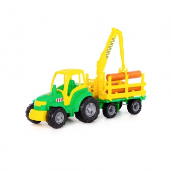 "Чемпион", трактор + прицеп-лесовоз (в сеточке) арт. 8229