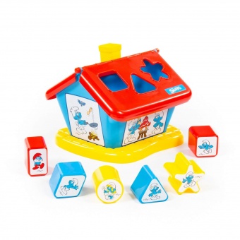 Логический домик "Смурфики" с 6 кубиками №1 (в сеточке) арт.64417 Полесье