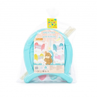 Кроватка сборная для кукол большая (в пакете) арт. 55996-4 (голубая)