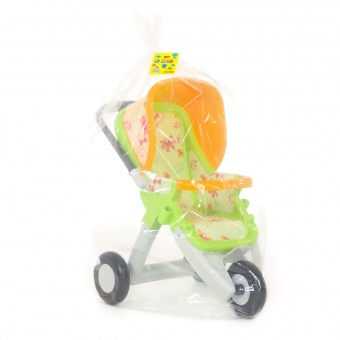 Коляска для кукол №2 прогулочная 3-х колёсная (салатовая) (в пакете) арт.48141-1