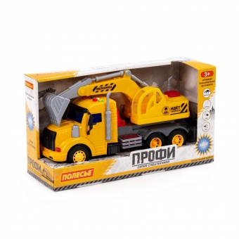 "Профи", автомобиль-экскаватор инерционный (со светом и звуком) (жёлтый) (в коробке) арт.86440