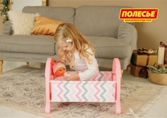 Кроватка сборная для кукол большая (в пакете) арт. 55996-1 (розовая)