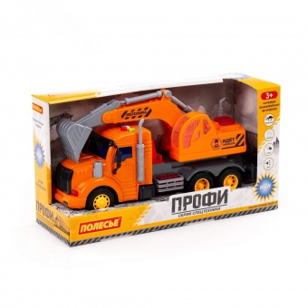 "Профи", автомобиль-экскаватор инерционный (со светом и звуком) (оранжевый) (в коробке) арт. 86457