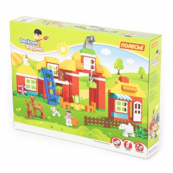Конструктор "Макси" - "Весёлая ферма" (156 элементов) (в коробке) арт. 77592 Полесье