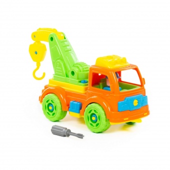 Конструктор-транспорт "Автомобиль-эвакуатор" (в сеточке) арт. 73037 Полесье